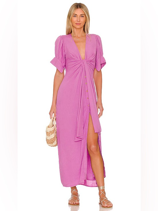 Free People Dresses & Skirts - Free People Vintage Summer Linen Blend Midi Dress in Orchid